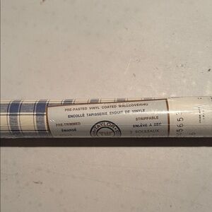 Plaid Blue and White Wallcovering Roll